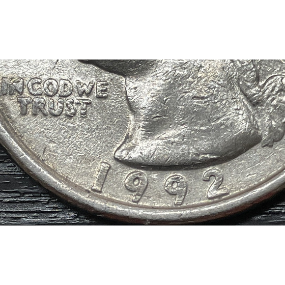 1992-P Washington Quarter Wounded Eagle Strike on Reverse Creamy Tone - Picture 7 of 16